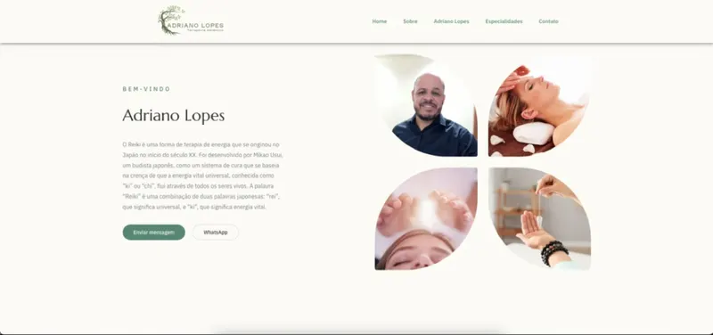 Site desenvolvido para o terapeuta Adriano Lopes